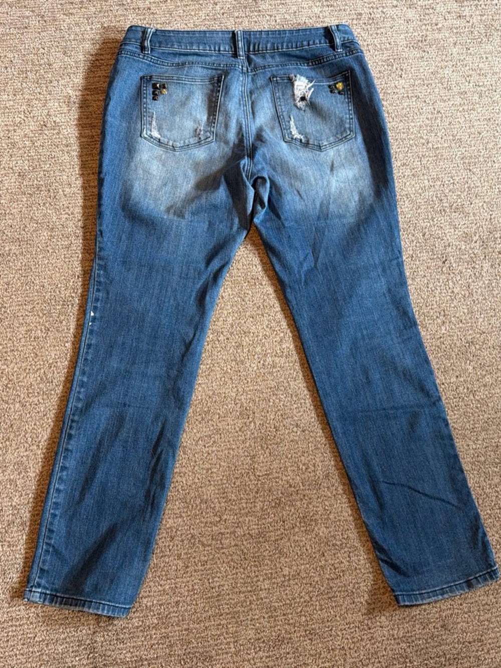 Apt. 9 Womens Blue Slim Straight Jeans with Faded Back